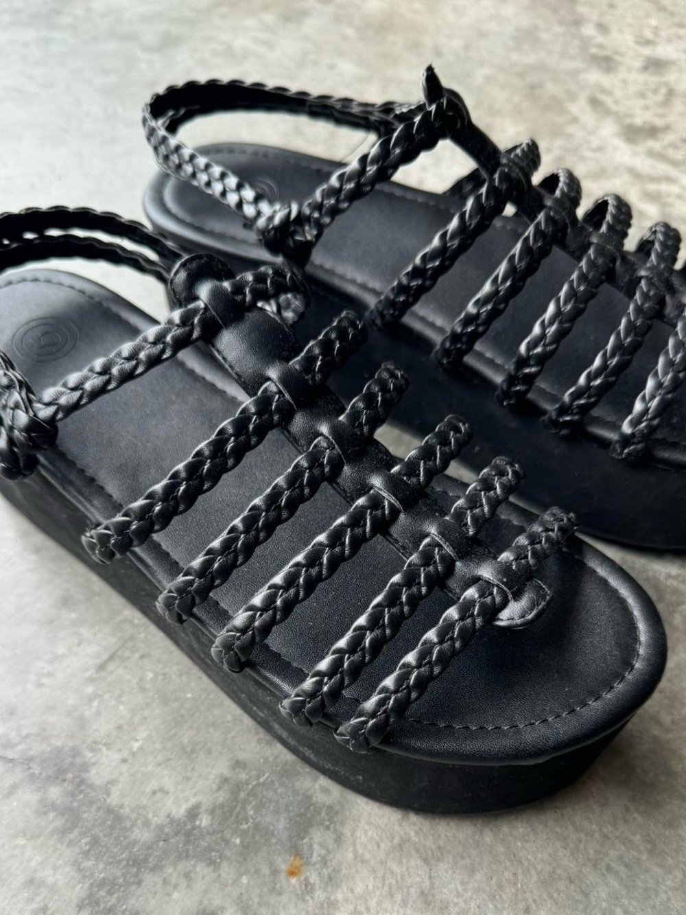 Women’s Black Braided Platform Sandals